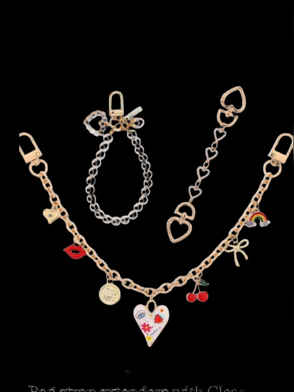Bag strap extenders with Clear Crystals choose 1